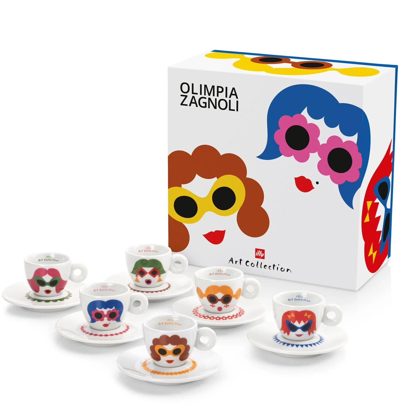 Illy Art Collection Olimpia Zagnoli Espresso Cups - Set Of 6 3 Illy Art Collection Olimpia Zagnoli Espresso Cups - Set Of 6