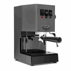 Gaggia Classic Evo Pro Espresso Machine In Industrial Grey With Blackened Oak -Coffee Machine Store GACLASSICEVOPROGRYBO Gray Oak Single EVO 1153