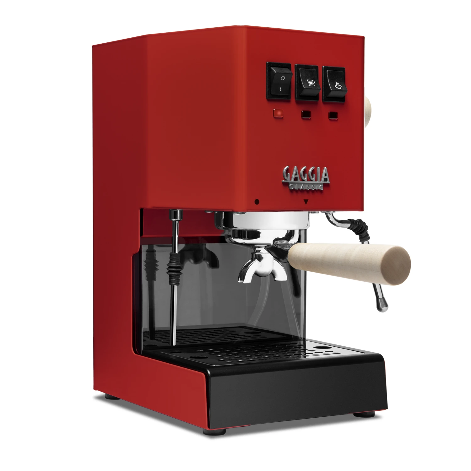 Gaggia Classic Evo Pro Espresso Machine In Cherry Red With Tiger Maple - Image 2