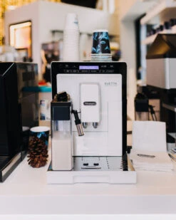 Refurbished DeLonghi Eletta Cappuccino In White ECAM44660W -Coffee Machine Store delonghi social lifestyle eletta white coffee n clothes event all rights jan 2099