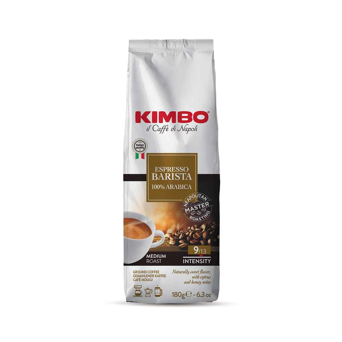 Kimbo Il Caffe Di Napoli Espresso Barista 100% Arabica Ground 180g - Bag 3 Kimbo Il Caffe Di Napoli Espresso Barista 100% Arabica Ground 180g - Bag